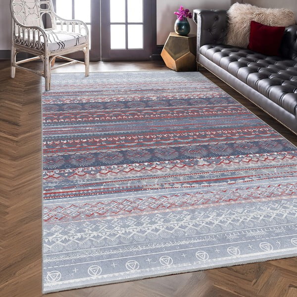 Vijolična/siva pralna preproga 80x150 cm Vintage Stripe – Mila Home-image-3