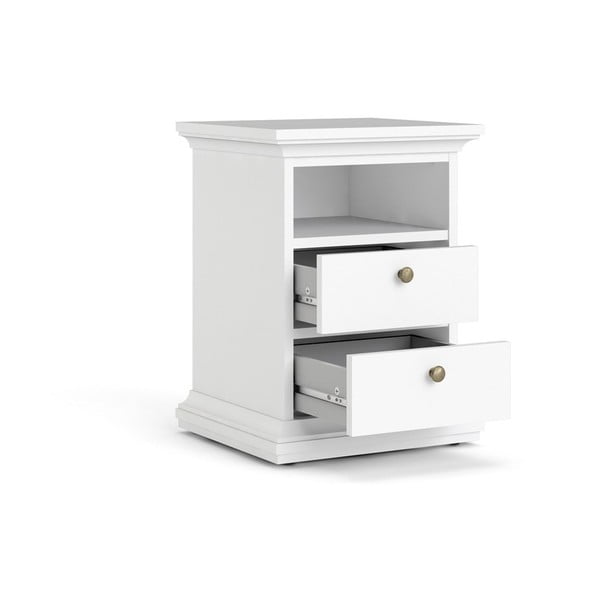 Bela nočna omarica s policami Paris - Tvilum-image-4