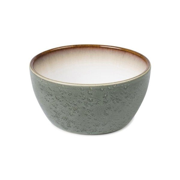 Zeleno-siva kamnita skleda z notranjo glazuro v kremasto beli barvi Bitz Mensa, premer 12 cm-image-1