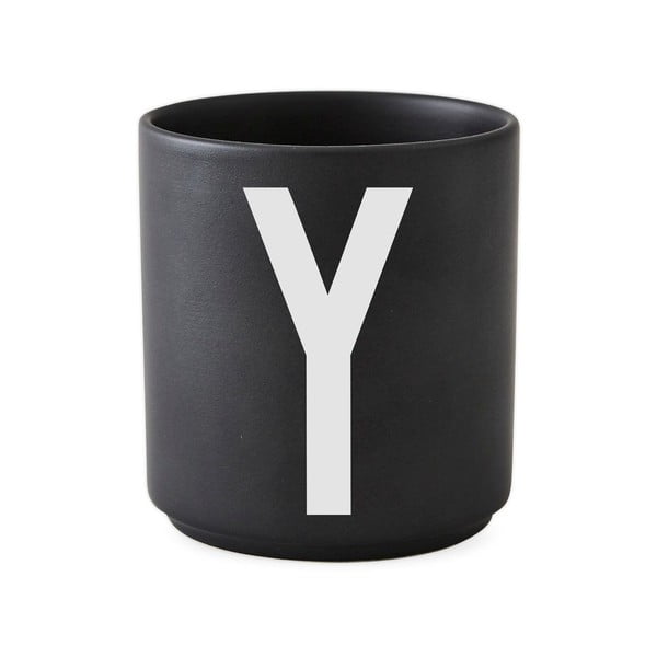 Črna porcelanasta skodelica Design Letters Alphabet Y, 250 ml