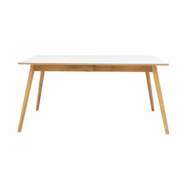 Bela raztegljiva jedilna miza iz hrastovega lesa Tenzo Dot, 205 x 90 cm
