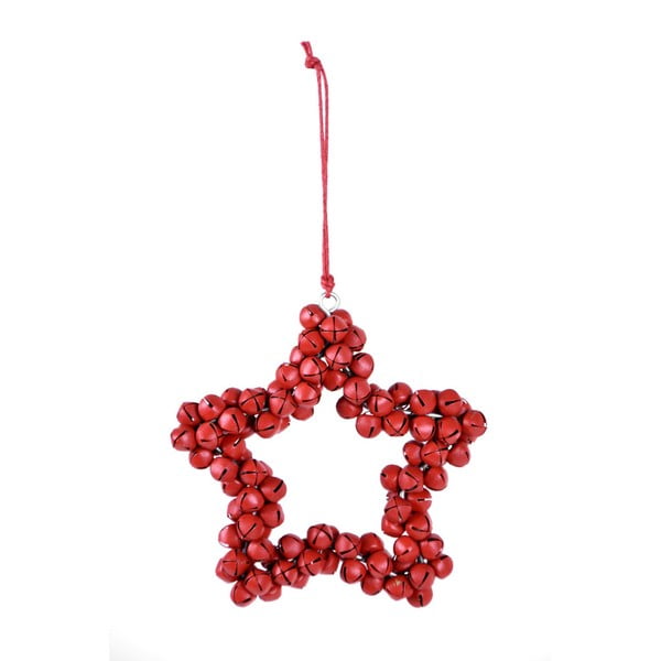 Rdeča viseča dekorativna zvezda iz kovinskih zvončkov Ego Dekor Bells, višina 9,5 cm