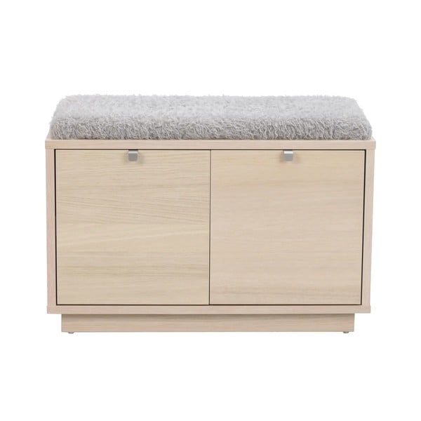 Siva omarica za čevlje v hrastovem dekorju s klopjo Confetti – Rowico-image-2