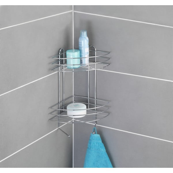 Dvonadstropna kromirana kotna stenska polica Wenko Exclusive-image-1