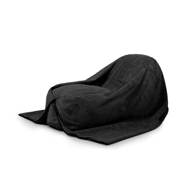 Črna otroška vreča za sedenje iz rebrastega žameta Cocoon 120 – SLOWDOWN