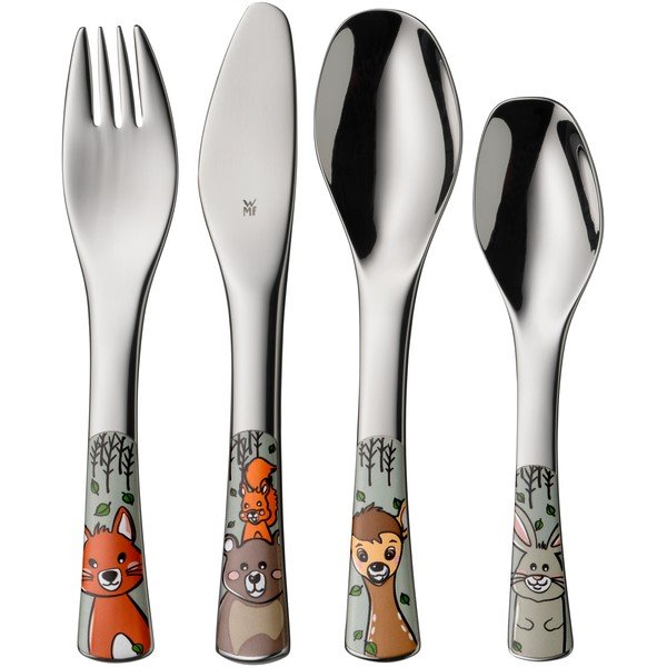 Otroški jedilni pribor 4 ks iz nerjavečega jekla v srebrni barvi Forest Friends – WMF