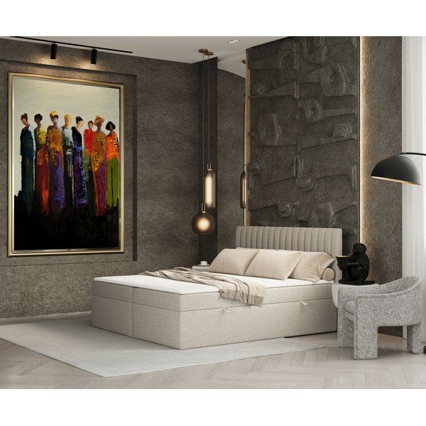 Bež boxspring postelja s prostorom za shranjevanje 160x200 cm Spencer – Maison de Rêve-image-1