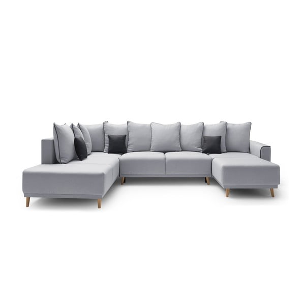 Siva raztegljiva sedežna garnitura v obliki črke U Bobochic Paris Panoramique XXL Mola, desni kot