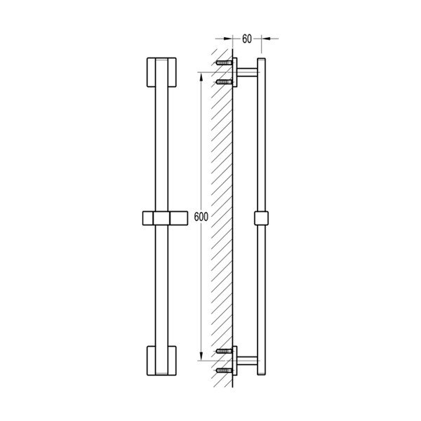 Medeninast stenski drog za tuš v sijajno srebrni barvi z drsnim nosilcem 66 cm Mila – Sapho-image-1