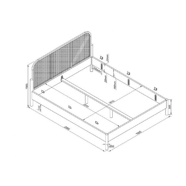 Zakonska postelja iz masivnega hrasta brez letvenega dna 160x200 cm v naravni barvi Olive Rotan – Vipack-image-3