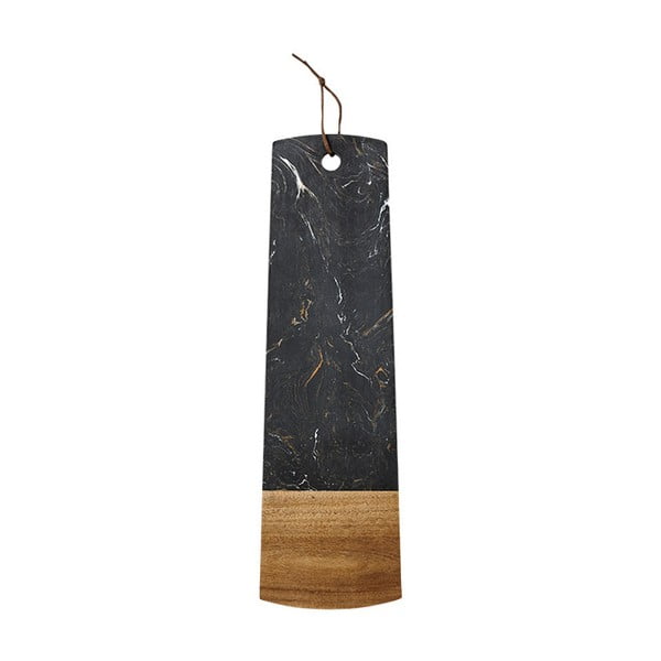 Črna servirna deska iz kamna in akacijevega lesa Ladelle, dolžina 50 cm