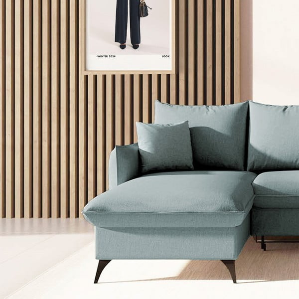 Svetlo modra raztegljiva kotna sedežna garnitura s prostorom za shranjevanje (levi kot/z ležalnikom) Brim – Rodier-image-4