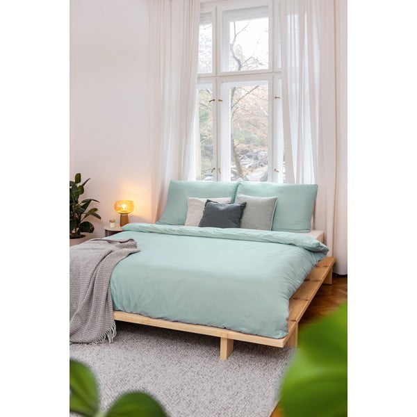 Zelena enojna posteljnina iz mikrosatena 140x200 cm Basic – Bonami Essentials-image-4