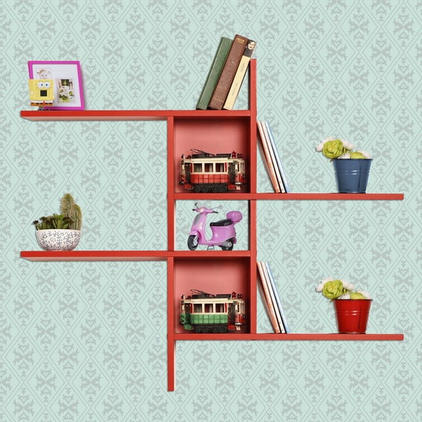 Rdeča večnivojska polica 100 cm Cross – Kalune Design-image-1