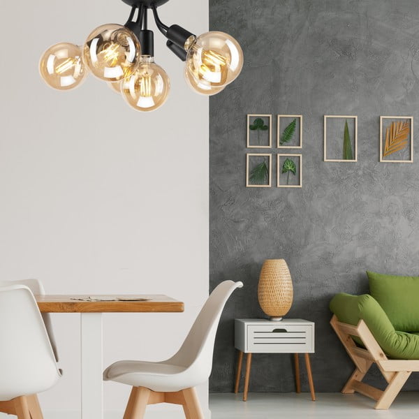 Črna stropna svetilka brez senčnika Viggo – LAMKUR-image-2