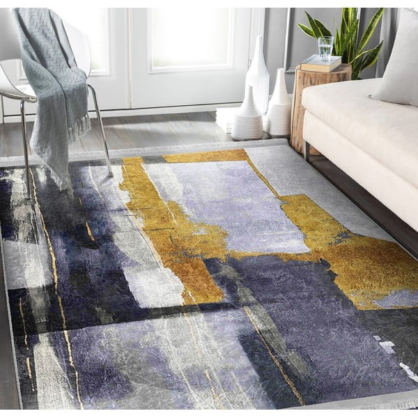 Rumena/temno modra pralna preproga 160x230 cm Unique – Mila Home-image-2