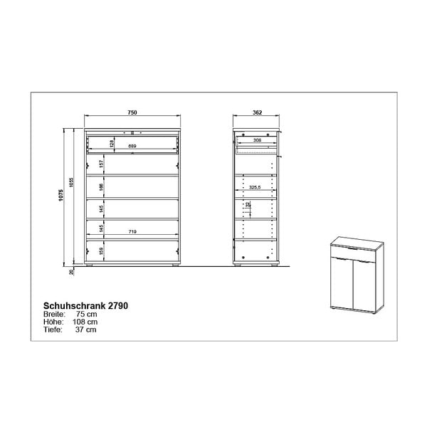 Omara za čevlje v hrastovem dekorju s predali Fremont - Germania-image-4