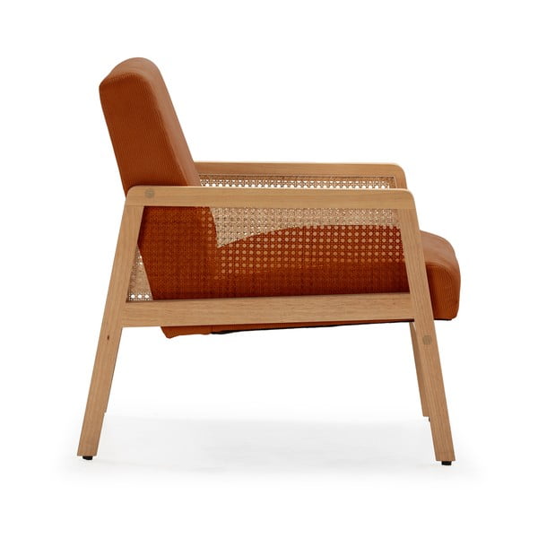 Opečnato oranžen pleten fotelj iz rebrastega žameta Debra – Marckeric-image-3