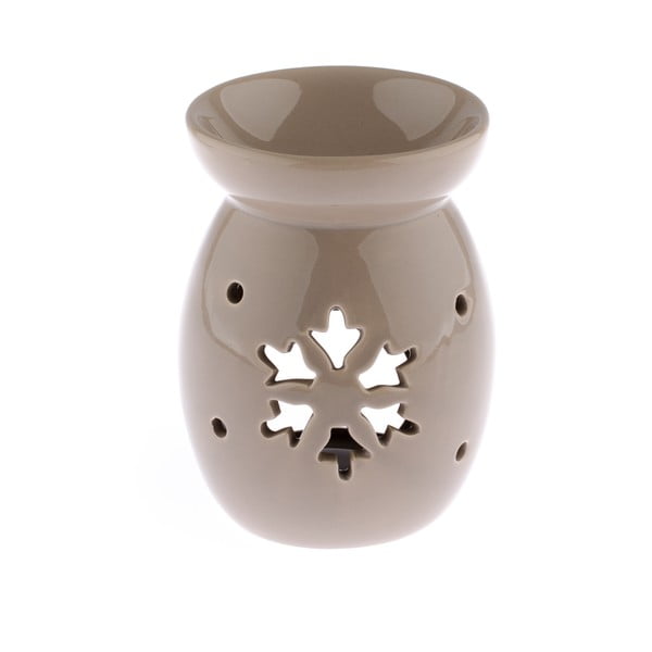 Bež keramična aromaterapevtska svetilka z motivom Snowflakes Dakls, višina 14 cm