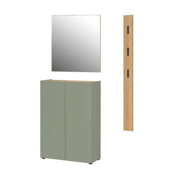 Svetlo zelen set za hodnik v hrastovem dekorju 104x200x33 cm Alviano – Germania