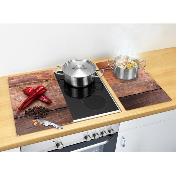 Zaščitne plošče za štedilnik iz kaljenega stekla 2 ks 52x30 cm Pepper – Allstar-image-1