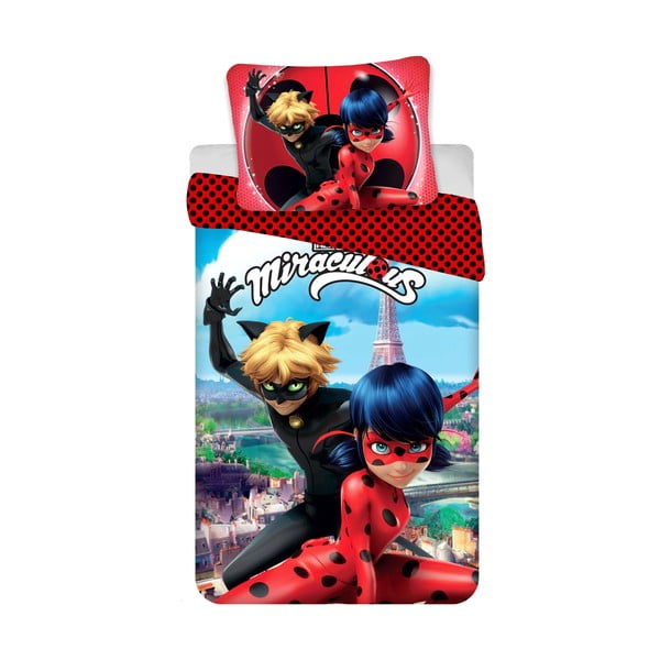 Enojna bombažna otroška posteljnina 140x200 cm Miraculous – Jerry Fabrics