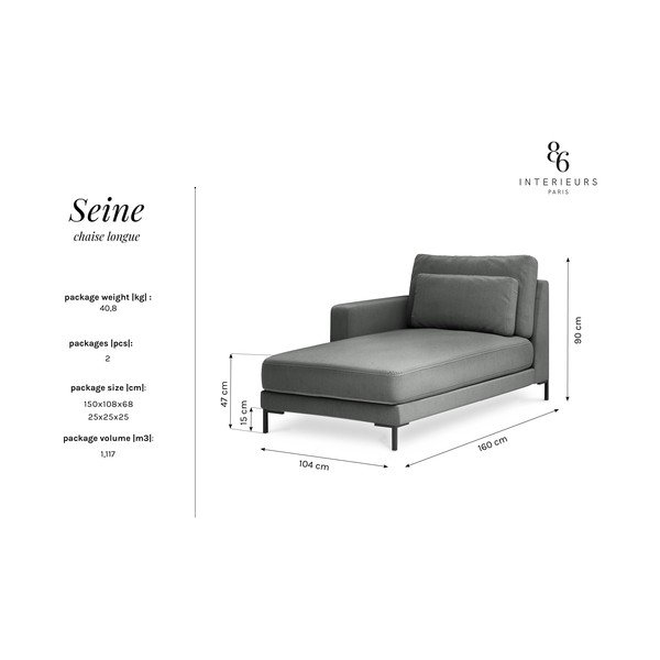 Siv ležalnik Interieurs 86 Seine, levi kot-image-3