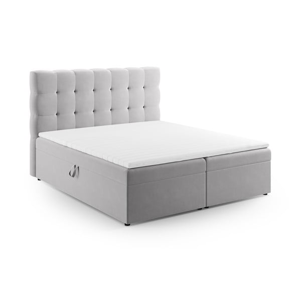 Svetlo siva boxspring postelja s prostorom za shranjevanje 160x200 cm Bali – Cosmopolitan Design