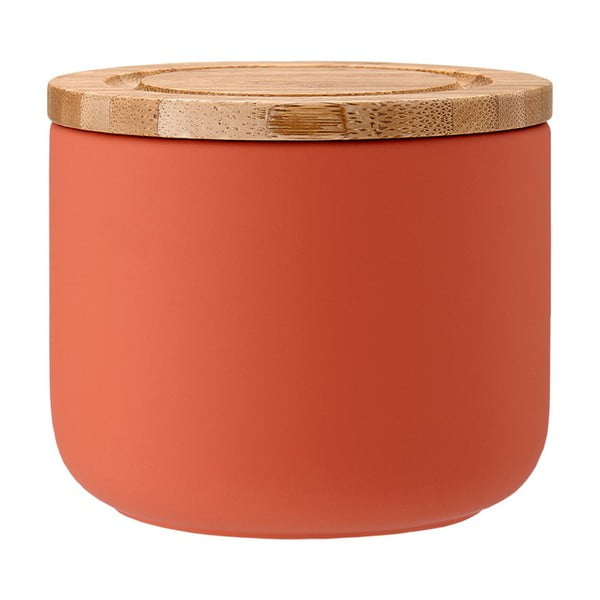 Ladelle Stak oranžna keramična posoda z bambusovim pokrovom, višina 9 cm