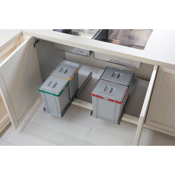 Izvlečni plastični koš za ločevanje odpadkov 24 + 8 + 8 l Ecofil - Elletipi-image-1