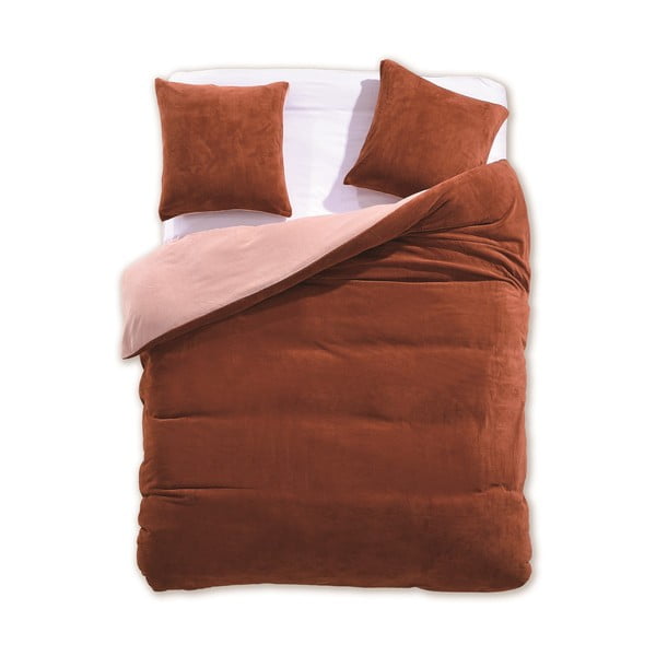 Rožnato-rjava podaljšana posteljnina iz mikrovlaken 155x220 cm Furry - AmeliaHome