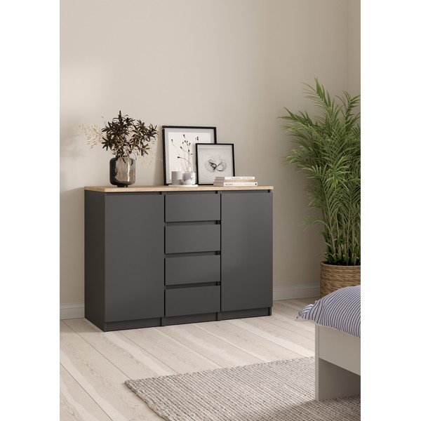 Temno siva komoda 121x91x50 cm Naia – Tvilum-image-1