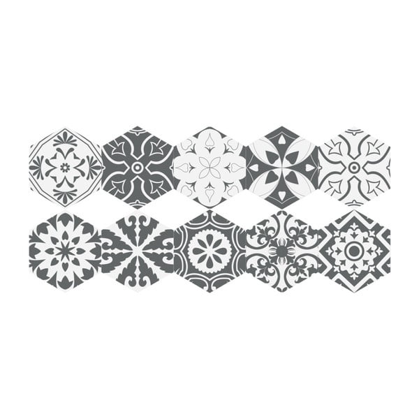 Komplet 10 talnih nalepk Ambiance Hexagons Rosito, 20 x 18 cm