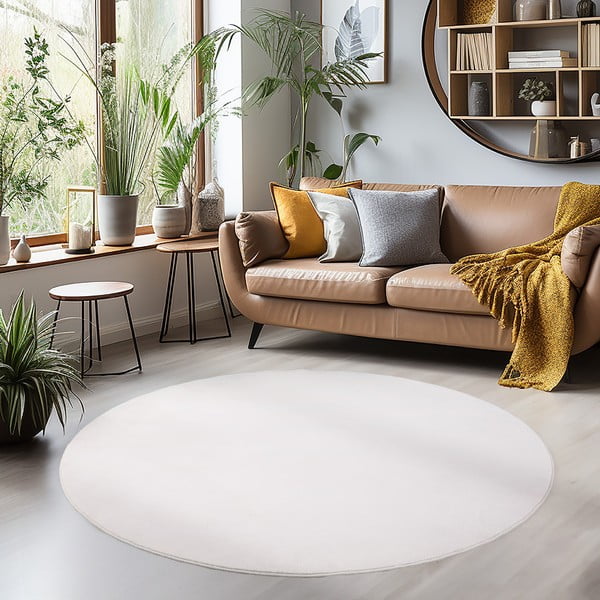 Kremno bela pralna okrogla preproga ø 160 cm Sky – Ayyildiz Carpets-image-1