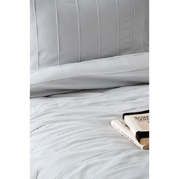 Siv bombažen komplet pregrinjala in prevleke za vzglavnik 210x220 cm Sedef – Mijolnir-image-3