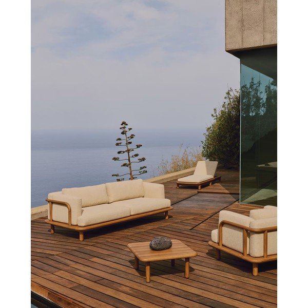 Vrtni kavč iz tikovega lesa v bež in naravni barvi Turqueta - Kave Home-image-4