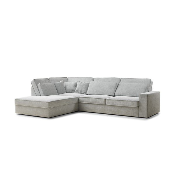 Svetlo siva kotna sedežna garnitura iz šenilje (levi kot/v obliki črke L) Kirou – Maison de Rêve-image-2