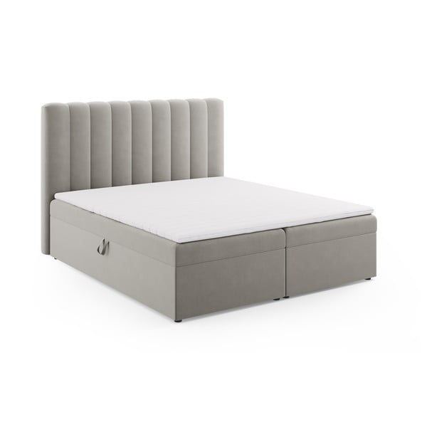 Siva boxspring postelja s prostorom za shranjevanje 180x200 cm Gina – Milo Casa