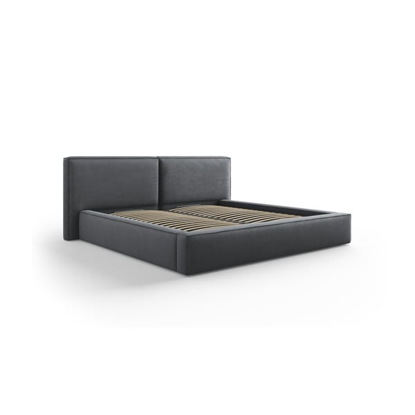 Temno siva oblazinjena zakonska postelja s prostorom za shranjevanje in letvenim dnom 200x200 cm Arendal – Cosmopolitan Design