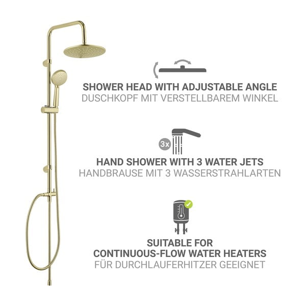 Tuš garnitura iz nerjavečega jekla v mat zlati barvi 101 cm Young Line – Wenko-image-3