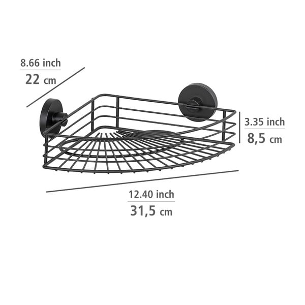 Črna kotna polica za kopalnico Wenko Vacuum-Loc® Bari-image-2