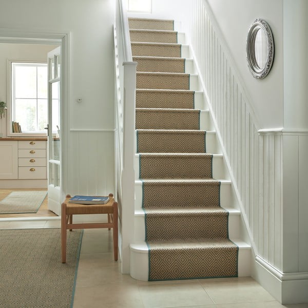 Tekač za stopnice iz jute v modri in naravni barvi 60x600 cm Diamond – Flair Rugs