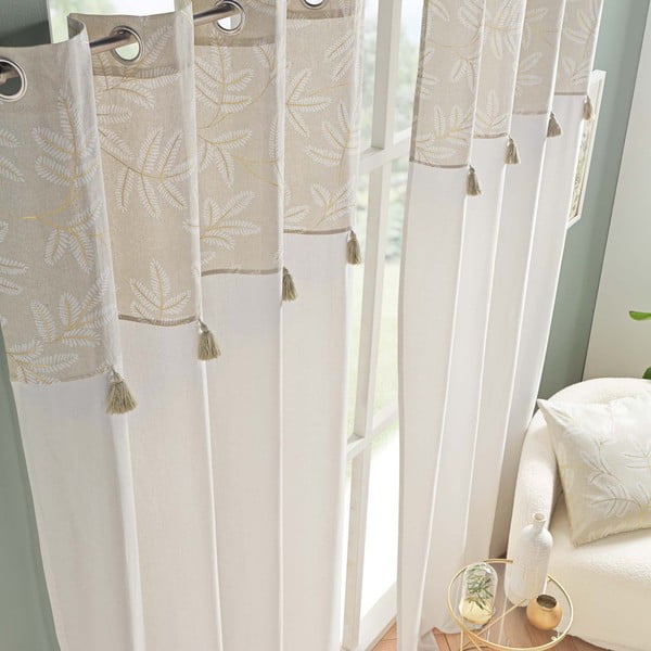 Belo-bež zavesa iz mešanice bombaža 140x240 cm Altea – douceur d'intérieur-image-3