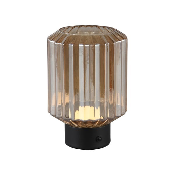 Črna/bež LED zatemnitvena namizna svetilka s steklenim senčnikom (višina 19,5 cm) Lord – Trio