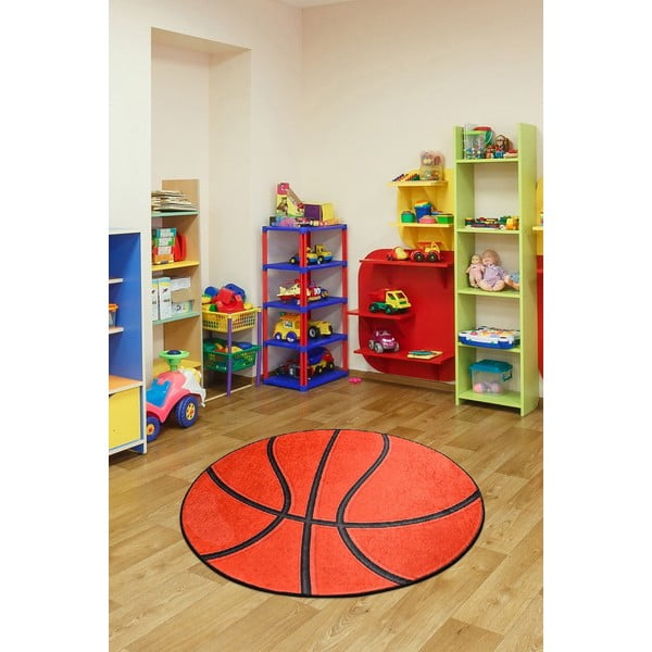 Oranžna otroška nedrseča preproga Conceptum Hypnose Basketball, ø 140 cm-image-2