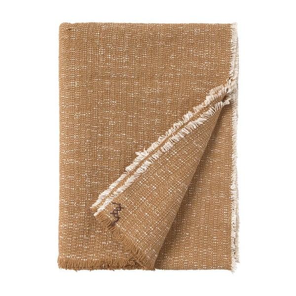 Oker rumena bombažna odeja 130x180 cm Handloom – Lorena Canals