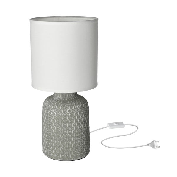 Siva namizna svetilka s tekstilnim senčnikom (višina 32 cm) Iner – Candellux Lighting-image-3