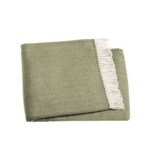 Olivno zelena pletena odeja Euromant Skyline, 140 x 160 cm