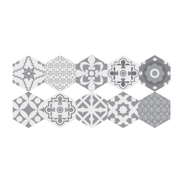 Set 10 talnih nalepk Ambiance Hexagons Giuseppina, 20 x 18 cm