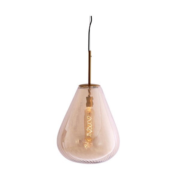 Jantarna viseča svetilka s steklenim senčilom Leona – Light & Living-image-2